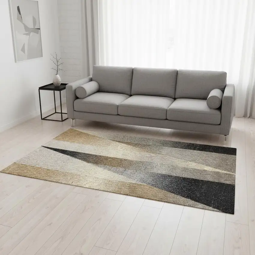 Gray Brown And Beige Geometric Area Rug Photo 1