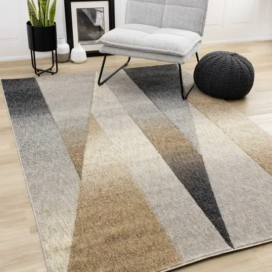 Gray Brown And Beige Geometric Area Rug Photo 5