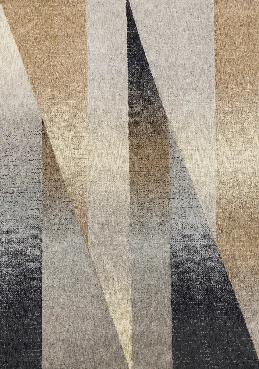 Gray Brown And Beige Geometric Area Rug Photo 5