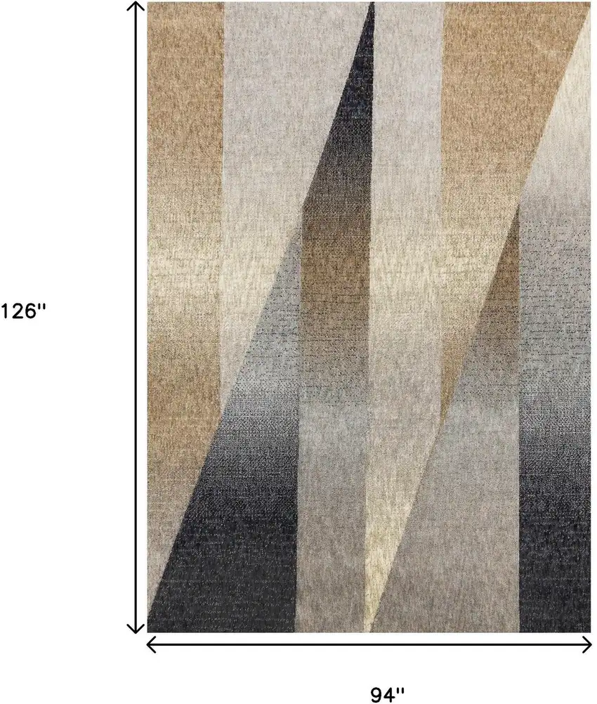 Gray Brown And Beige Geometric Area Rug Photo 3