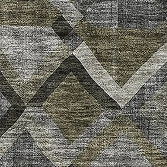 Gray Brown And Beige Geometric Washable Area Rug With UV Protection Photo 2