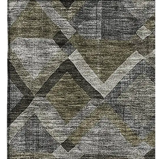 Gray Brown And Beige Geometric Washable Area Rug With UV Protection Photo 3