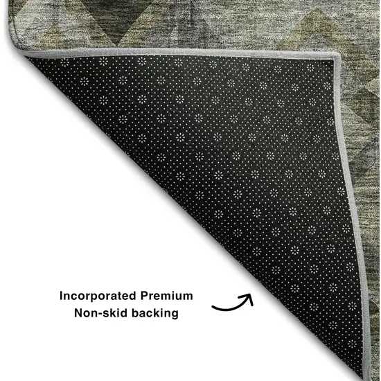 Gray Brown And Beige Geometric Washable Area Rug With UV Protection Photo 6