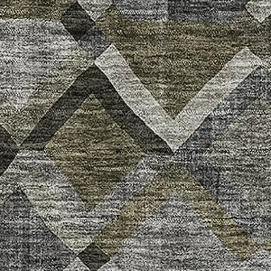 Gray Brown And Beige Geometric Washable Area Rug With UV Protection Photo 2
