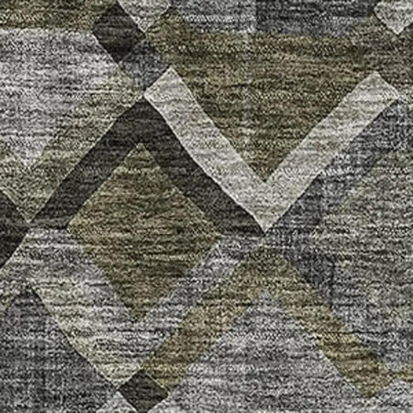 Gray Brown And Beige Geometric Washable Area Rug With UV Protection Photo 2