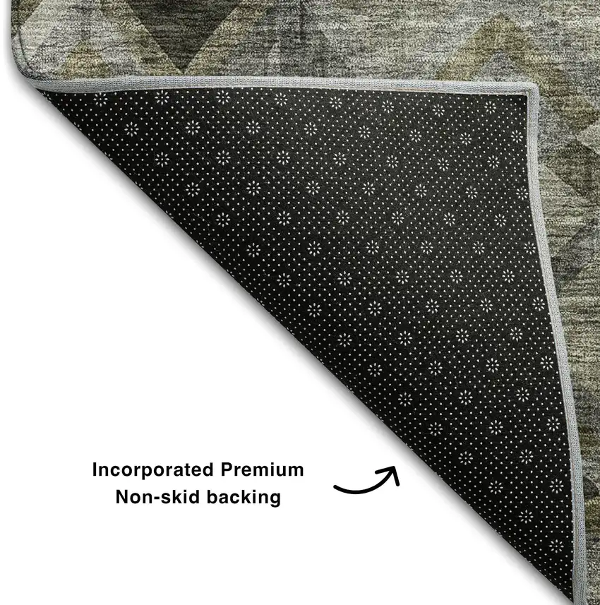 Gray Brown And Beige Geometric Washable Area Rug With UV Protection Photo 5