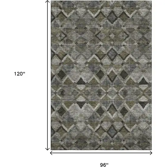 Gray Brown And Beige Geometric Washable Area Rug With UV Protection Photo 9