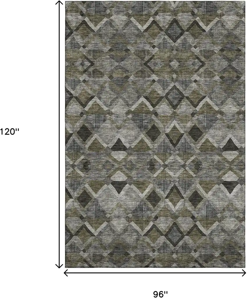 Gray Brown And Beige Geometric Washable Area Rug With UV Protection Photo 9