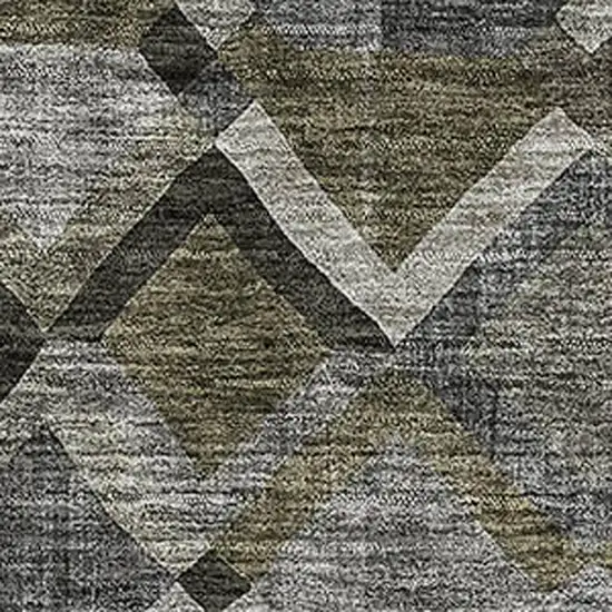 Gray Brown And Beige Geometric Washable Area Rug With UV Protection Photo 2