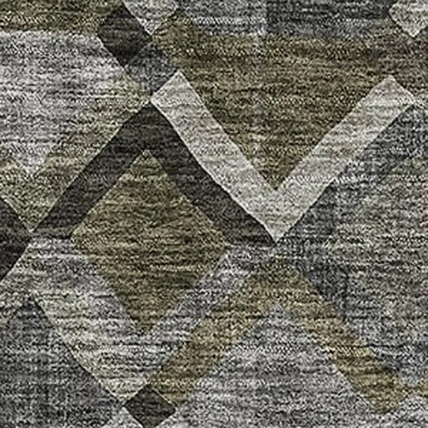 Gray Brown And Beige Geometric Washable Area Rug With UV Protection Photo 2