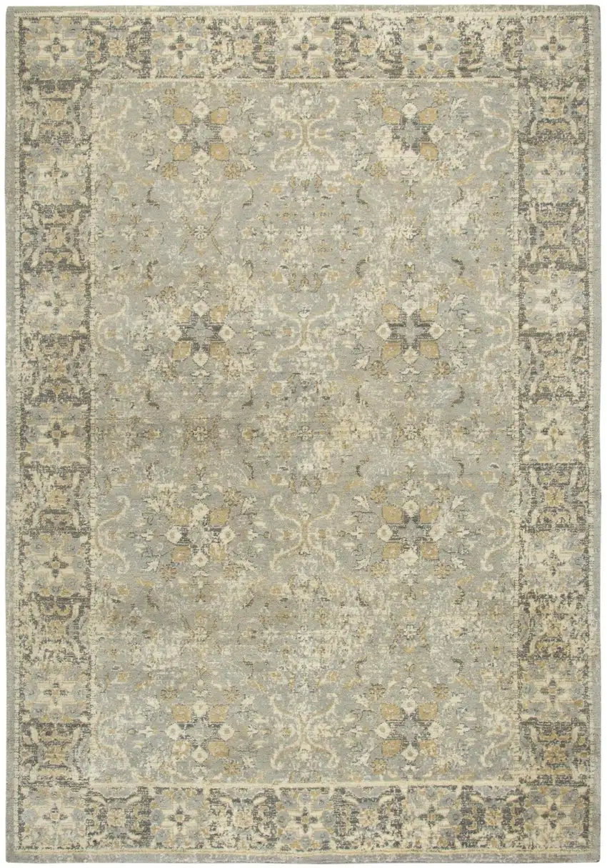 Gray Brown And Beige New Zealand Lambs Wool Oriental Hand Carved Handmade Area Rug Photo 1