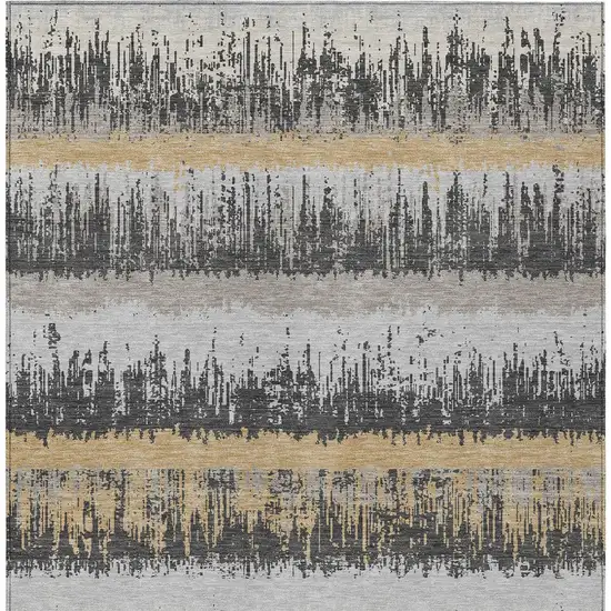 Gray Brown And Beige Striped Washable Indoor Outdoor Area Rug Photo 5