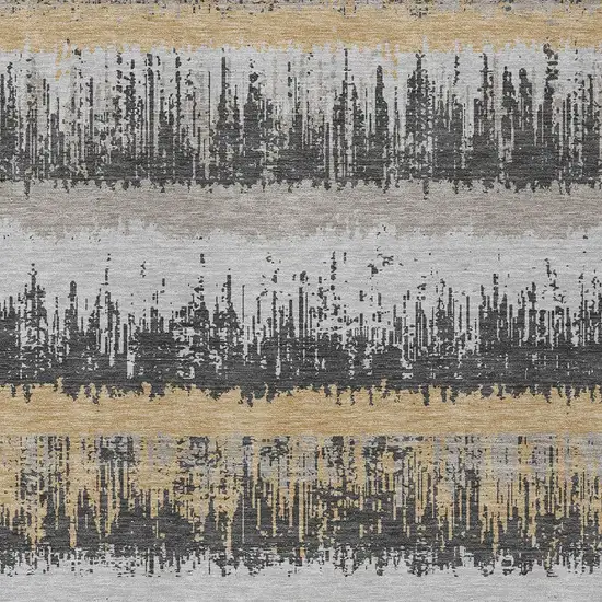 Gray Brown And Beige Striped Washable Indoor Outdoor Area Rug Photo 5