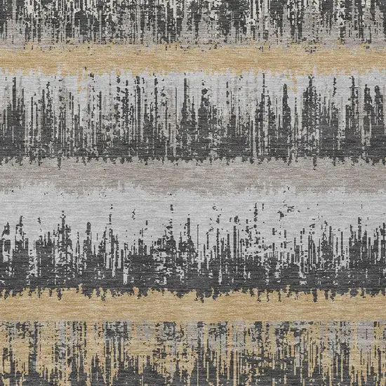 Gray Brown And Beige Striped Washable Indoor Outdoor Area Rug Photo 5