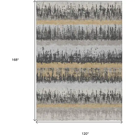 Gray Brown And Beige Striped Washable Indoor Outdoor Area Rug Photo 3