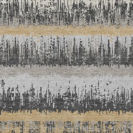 Gray Brown And Beige Striped Washable Indoor Outdoor Area Rug Photo 5