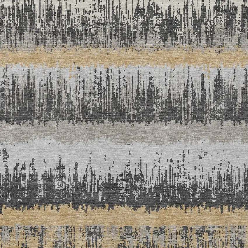 Gray Brown And Beige Striped Washable Indoor Outdoor Area Rug Photo 5