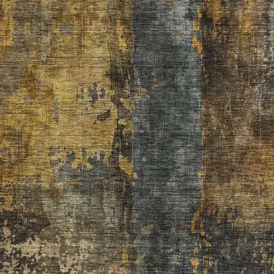 Gray Brown And Gold Abstract Washable Indoor Outdoor Area Rug Photo 6