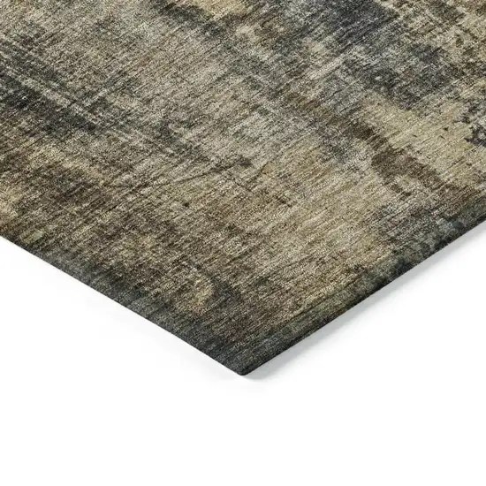 Gray Brown And Gold Abstract Washable Indoor Outdoor Area Rug Photo 5