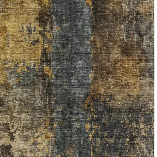 Gray Brown And Gold Abstract Washable Indoor Outdoor Area Rug Photo 6