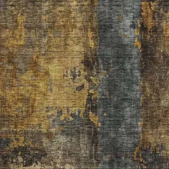 Gray Brown And Gold Abstract Washable Indoor Outdoor Area Rug Photo 6