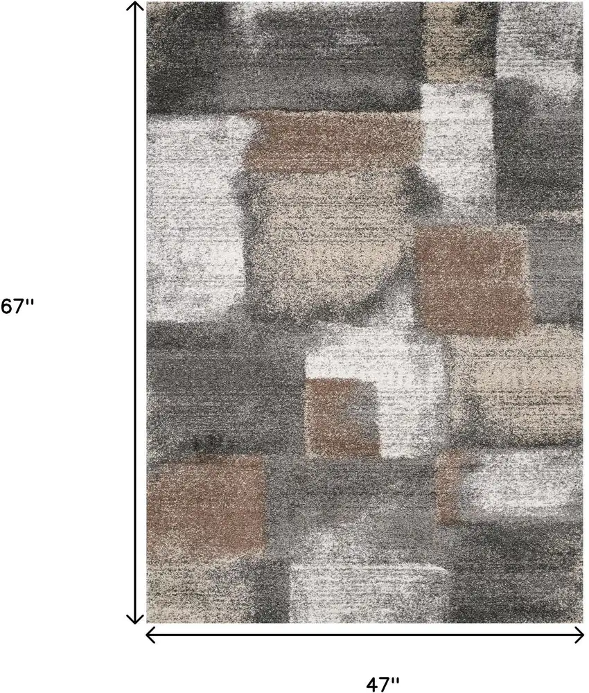 Gray Brown And Ivory Abstract Area Rug Photo 3