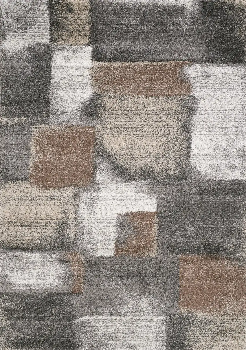 Gray Brown And Ivory Abstract Area Rug Photo 4