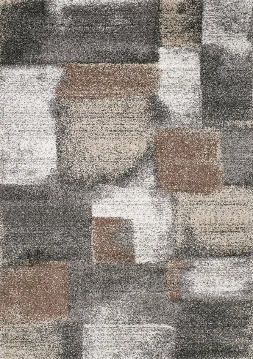 Gray Brown And Ivory Abstract Area Rug Photo 2