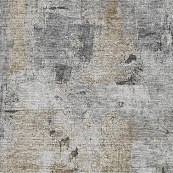 Gray Brown And Ivory Abstract Washable Area Rug With UV Protection Photo 2