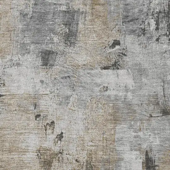 Gray Brown And Ivory Abstract Washable Area Rug With UV Protection Photo 2
