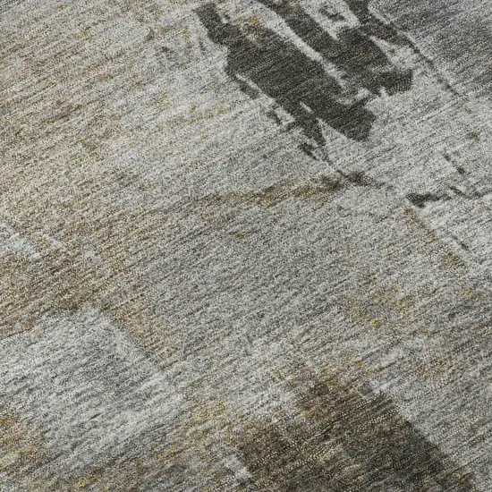 Gray Brown And Ivory Abstract Washable Area Rug With UV Protection Photo 9