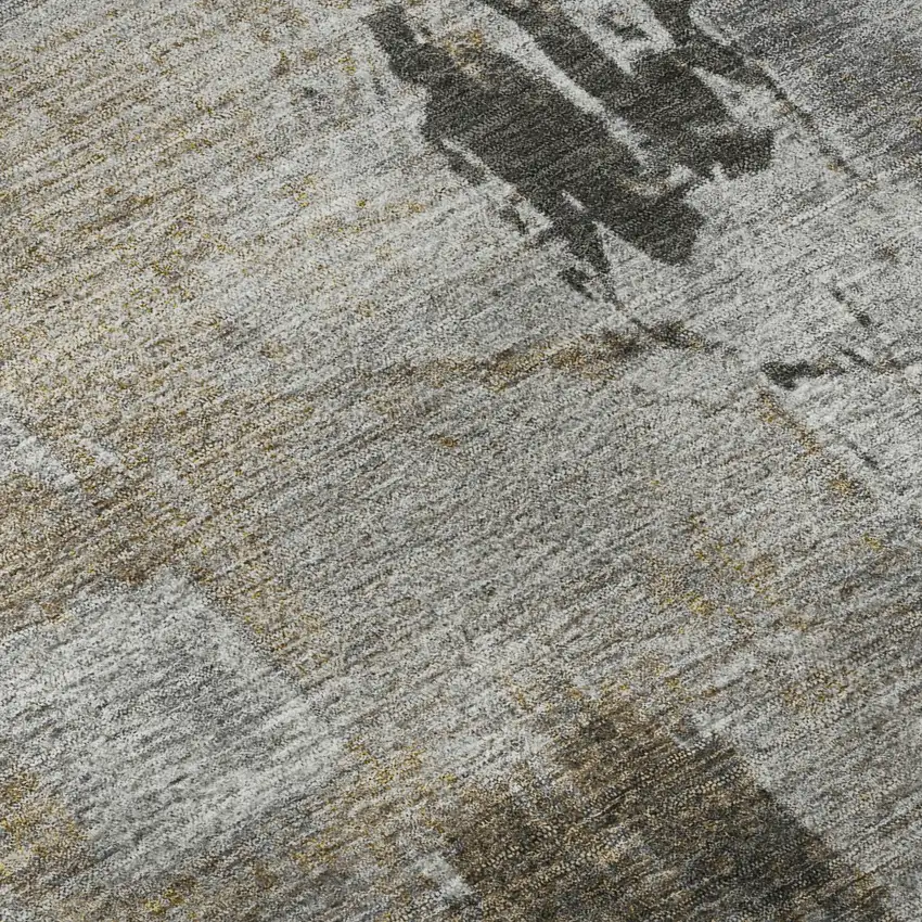 Gray Brown And Ivory Abstract Washable Area Rug With UV Protection Photo 9