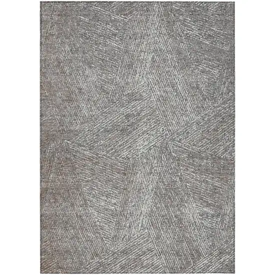 Gray Brown And Ivory Abstract Washable Indoor Outdoor Area Rug Photo 2