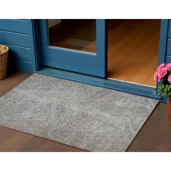 Gray Brown And Ivory Abstract Washable Indoor Outdoor Area Rug Photo 1