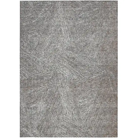 Gray Brown And Ivory Abstract Washable Indoor Outdoor Area Rug Photo 5