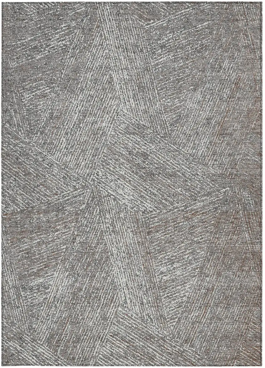 Gray Brown And Ivory Abstract Washable Indoor Outdoor Area Rug Photo 5