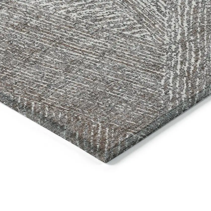 Gray Brown And Ivory Abstract Washable Indoor Outdoor Area Rug Photo 4