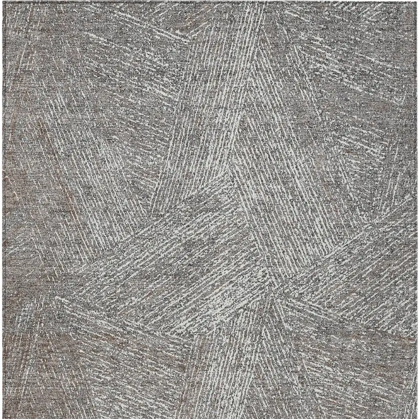 Gray Brown And Ivory Abstract Washable Indoor Outdoor Area Rug Photo 6