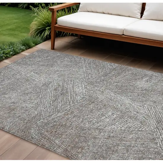 Gray Brown And Ivory Abstract Washable Indoor Outdoor Area Rug Photo 1