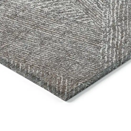 Gray Brown And Ivory Abstract Washable Indoor Outdoor Area Rug Photo 4