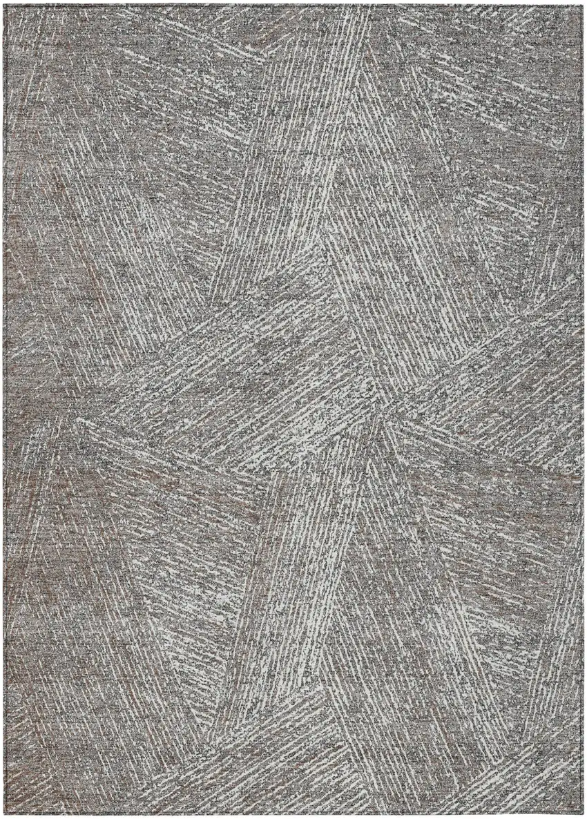 Gray Brown And Ivory Abstract Washable Indoor Outdoor Area Rug Photo 2