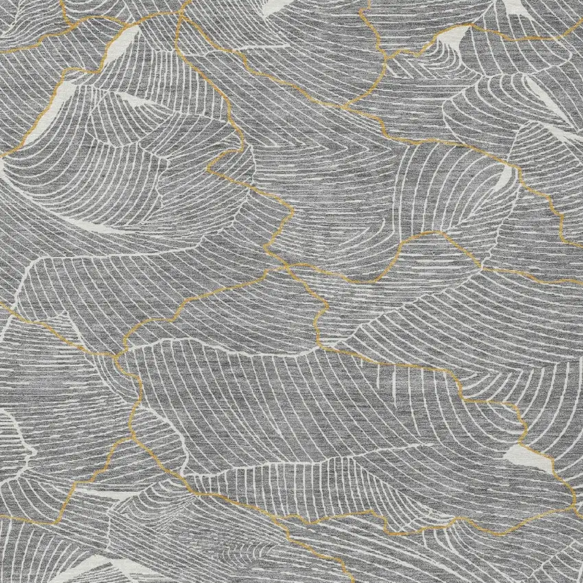 Gray Brown And Ivory Abstract Washable Indoor Outdoor Area Rug Photo 6
