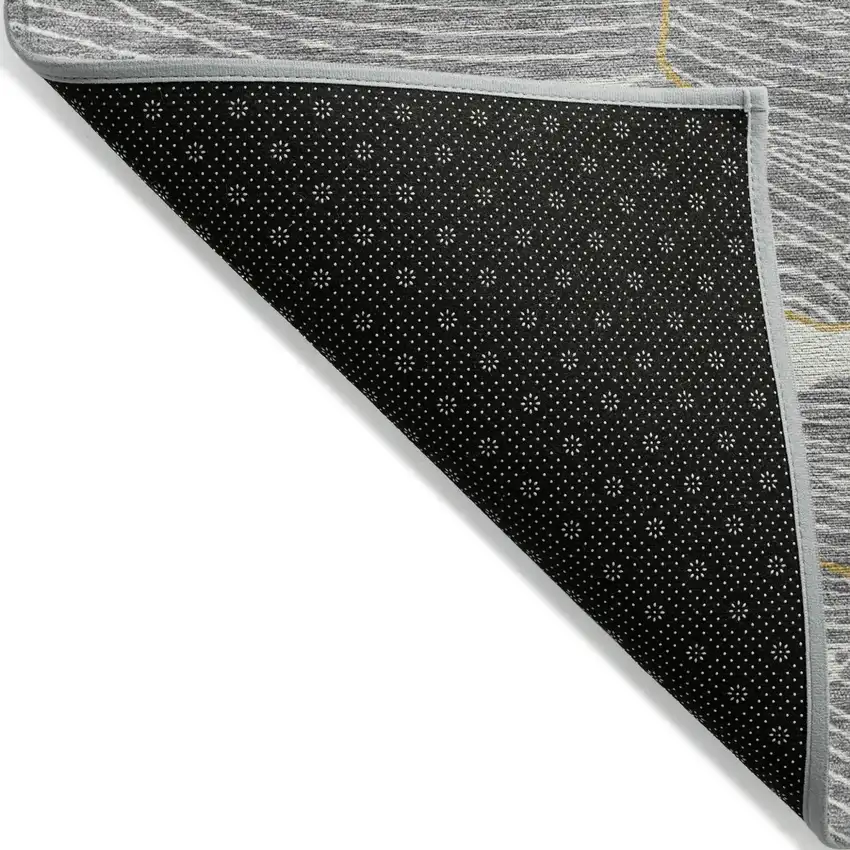 Gray Brown And Ivory Abstract Washable Indoor Outdoor Area Rug Photo 3