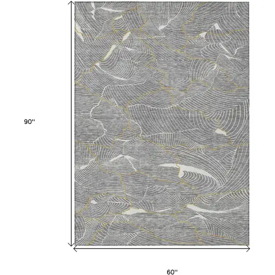 Gray Brown And Ivory Abstract Washable Indoor Outdoor Area Rug Photo 8