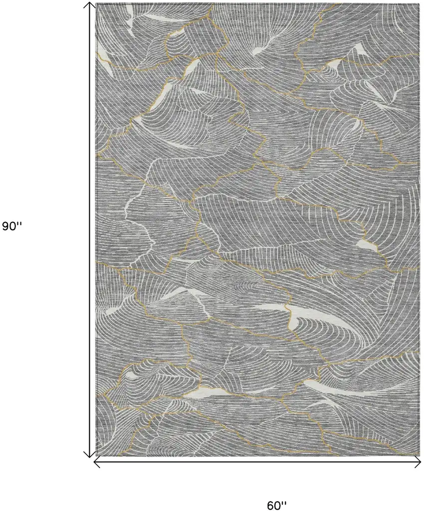 Gray Brown And Ivory Abstract Washable Indoor Outdoor Area Rug Photo 8