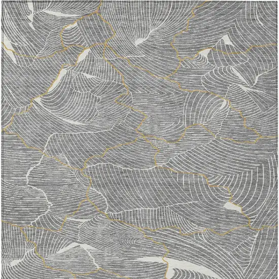 Gray Brown And Ivory Abstract Washable Indoor Outdoor Area Rug Photo 7