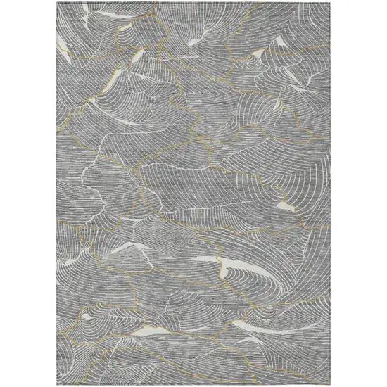 Gray Brown And Ivory Abstract Washable Indoor Outdoor Area Rug Photo 2