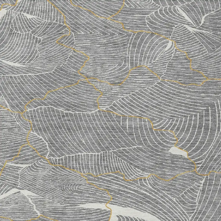 Gray Brown And Ivory Abstract Washable Indoor Outdoor Area Rug Photo 6