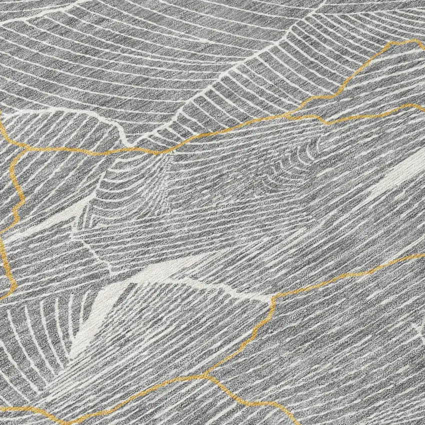 Gray Brown And Ivory Abstract Washable Indoor Outdoor Area Rug Photo 5