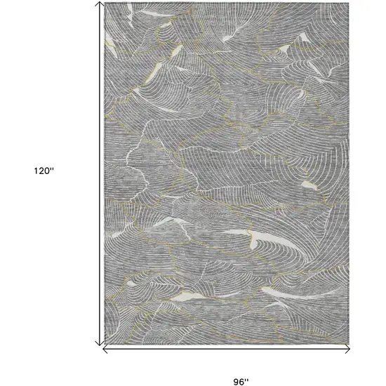Gray Brown And Ivory Abstract Washable Indoor Outdoor Area Rug Photo 8